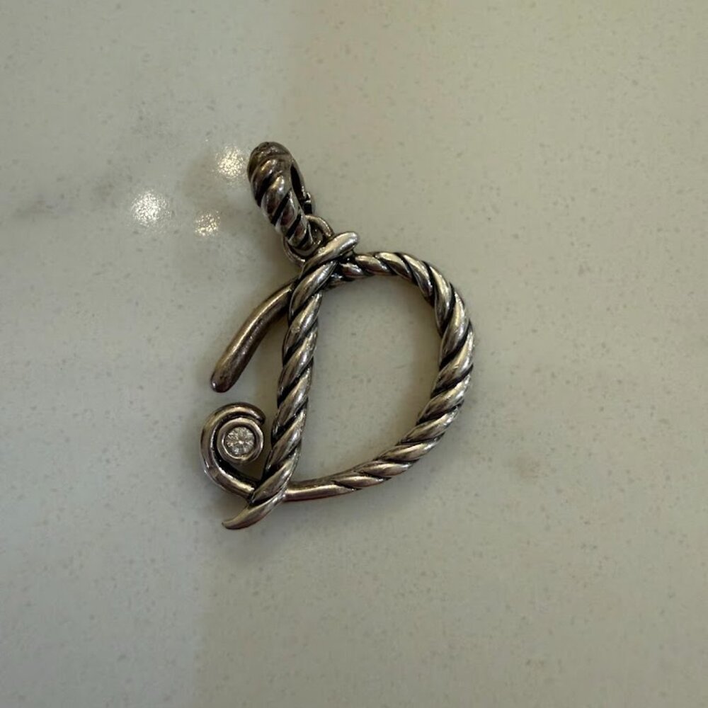 David Yurman Diamond Script Initial D Pendant - image 1